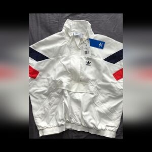 Women's Adidas White Jacket with Red and Navy Details